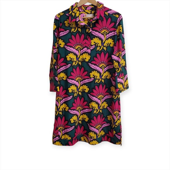 Jude Connally Womens Babe Dress XL Grand Florie Floral 3/4 Sleeve Collar Stretch - Picture 3 of 13